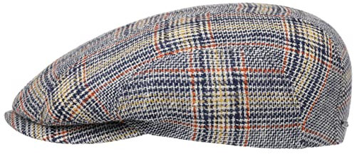 Stetson Colour Check Leinen Flatcap - Klassische Mütze - Mehrfarbig kariert - Made in Germany - Herren - Ganzjährig blau 55 cm