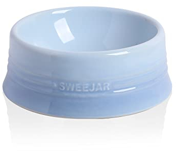 Sweejar Gradient Dog Bowl, Ceramic Dog Food Dish for Medium Dogs and Cat, Porcelain Pet Bowl for Food and Water 18 oz (Gradient Light Blue)