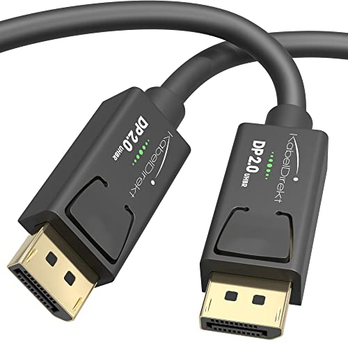KabelDirekt – 8K Displayport Kabel 2.0 – 5 m – DP 2.0 Kabel mit spezieller A.I.S. Schirmung für Gaming PCs/Gaming Laptops und hochauflösende 4K / 8K oder ultraschnelle 144 Hz, 240 Hz oder 360 Hz