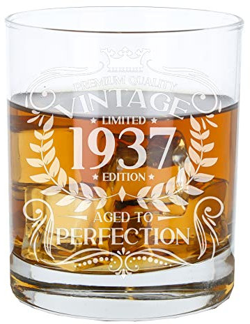 Always Looking Good Verre à whisky gravé pour 88e anniversaire pour homme vintage 1937 Aged to Perfection Cadeau pour 88 ans Whisky Bourbon Scotch Lowball