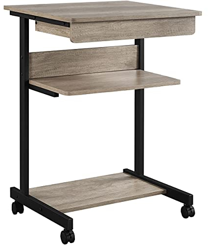 Yaheetech Scrivania per Computer Scrivania ad Angolo Angolare da Ufficio 56 x 51 x 79,5 cm Mobile Studio Porta pc con Ruote Tastiera Scorrevole Postazioni da Lavoro Grigio