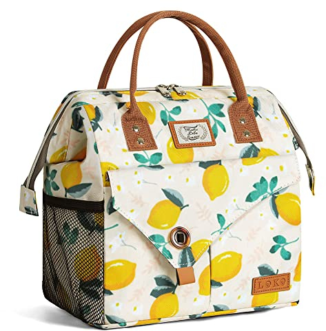 Lekesky 10L Insulated Lunch Bag for Women for Work Lunch Tote,Lemon