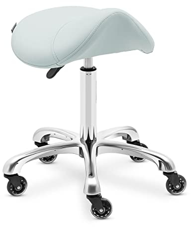 Physa York Pistachio Sattelhocker - Ergonomischer Sattelhocker mit Polsterung - Büro Rollhocker - Sitzhöhe 57-75 cm - Max. Belastung 150 kg