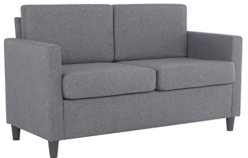 Migone Sofa Klein 2 Sitzer Sofa Couch Sessel mit Lehne Abnehmbarem Leinen Stoff Gepolstertes Sofa Modern Design,Dunkelgrau