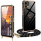 XCYYOO Funda con Cuerda Redmi Note 12 Pro 5G Carcasa Redmi Note 12 Pro 5G con Correa Colgante Ajustable Collar de Cuello Funda con Cordón Suave Silicona de Corazón con Chapado en Oro de Lujo