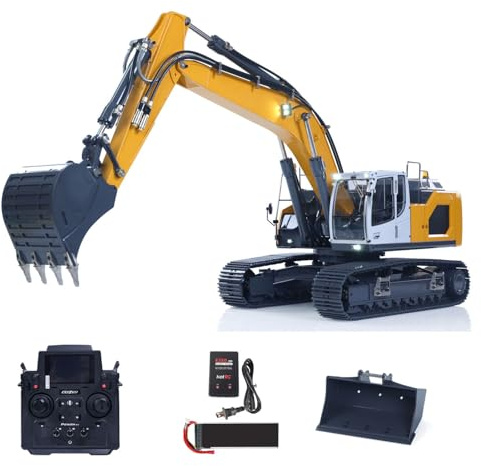 Toucan RC Hobby 1/14 RC Bagger von 945 Hydraulischer Funksteuerungsbagger RC Truck Modell (gelb-5ch) XDRC-Vollmetall-Raupenbagger PL18EV mit Fernsteuerung und manuellem Schnellwechselsystem