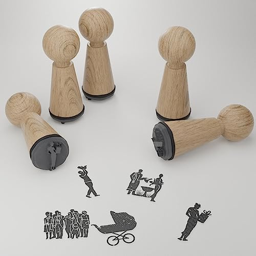 Taufe Stempelset - Kreative Geschenkidee mit magischen Motiven für Einladungen und Geschenke zur Taufe - Hochwertiges Holz - Perfekt für DIY-Projekte