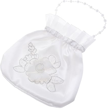 Weiße Satin Braut Trolley Tasche mit Blumenverzierung, Braut Handtasche