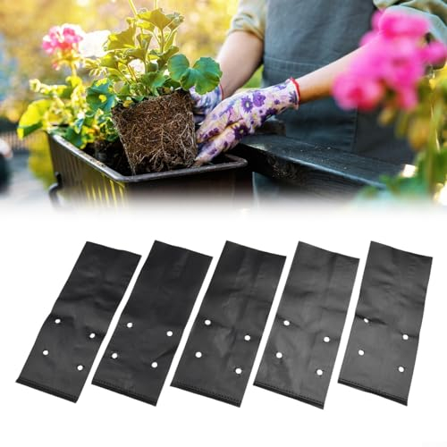 Hasaller 100 bolsas de cultivo de plantas, bolsas para plantas bolsas de crecimiento de plantas de polietileno para vivero, frutas, verduras, flores, jardín, macetas negras con agujeros (17 x 30 cm)