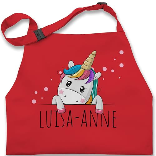 Geschenk mit Namen personalisiert by Shirtracer - Kinderschürze Schürze Kinder Jungen Mädchen - Einhörner - Geschenk Einhorn Süß