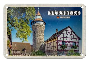 Femer Blechschild Städte Nürnberg Architektur Kaiserburg 18x12cm Schild