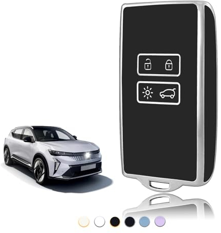 TOOMUME Coque Clé, Etui Cles Étui Clés Carte Adapté pour Renault Scenic 4 Megane Talisman Koleos Kadjar Clio Captur Espace Zoe Dacia Duster, Couvre Clef Cache Cle Voiture Telécommande - Smart Key