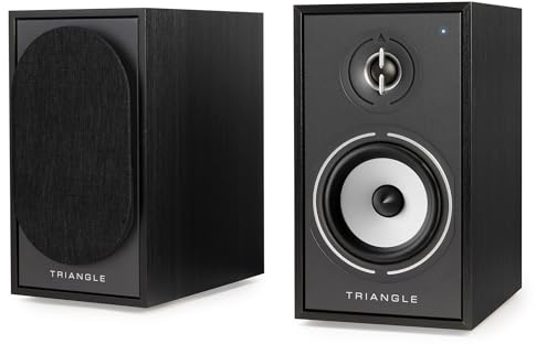 Triangle - Enceintes Actives BOREA BR02 Connect - Enceintes Bibliothèque Bluetooth avec Amplificateur 2X 50W - Audio HD - Entrées Phono/Platine TV Arc & USB - 176 x 310 x 274 mm - Noir (Paire)