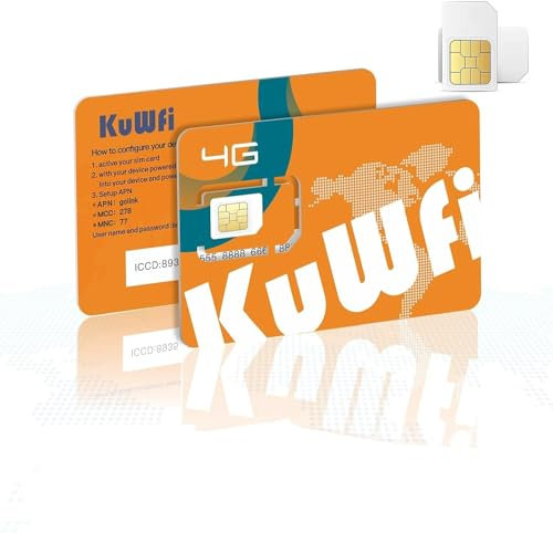 KuWFi Data Only Sim Card for 4G Outdoor Camera, 4G Sim Card Router, IP Camera, GPS Tracker, Contract, No Contract, for Wifi Routers, Tablets & Phones - Optimised Business Grade