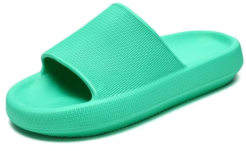 Waysoland Badelatschen Damen Herren,Wolkenschuhe Damen Airfoot Wolken Rutschfest Schnell Trocknend Super Bequeme Dicke Sohle Pantoletten Sommer Garten Badeschuhe(Grün,39/40 EU)