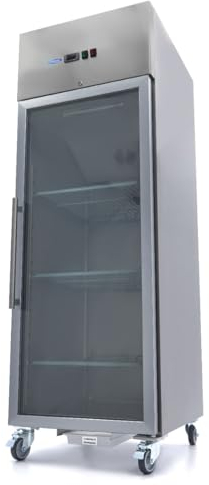 Maxima Congélateur - 600 L - 3 étagères réglables (2/1 GN) - acier inoxydable - avec porte en verre