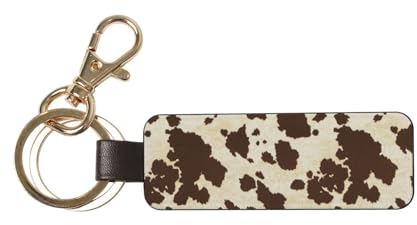 InOmak Kuhfell-Druck, PU-Leder-Schlüsselanhänger, Schlüsselanhänger, Schlüsselring, Ringhalter, Organizer, 1 Stück