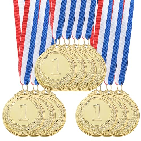 PEOVLVN 10 Stück Goldmedaillen Metall Goldmedaillen Medals for Children,Medaille für Den Ersten Platz,Medaillen Kindergeburtstag,Medaille mit Gravur für Jungen Mädchen Kinder Erwachsene