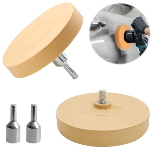 PLLYPE 2 Stück Folienradierer mit Adapter, Gummi Radierscheibe von Autos, Wohnmobilen, Radierer Gummi Aufkleber Entferner, Radiergummi Rad für Bohrmaschine, Entfernen Auto Kleber Aufkleber