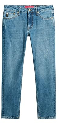 Superdry Damen Röhrenjeans aus Bio-Baumwolle mit mittelhohem Bund Manor Mittelblau 27/32