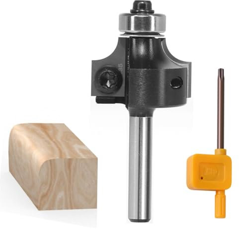 1/4 Inch 6mm Shank Round Over Router Bits,1/4'' Radius with Ball Bearing and Replaceable Insert Blades,Corner Rounding Edge-Forming Milling Cutter for Woodworking(6mm shank)