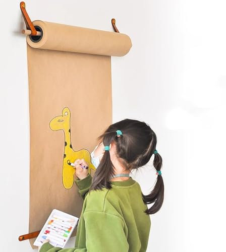 FBHappiness Papierhalter zur Wandmontage – Kraftpapierspender, hängende Papierrolle mit SchnPapierhalter zur Wandmontage – Kraftpapierspender, hängende Papierrolle mit Schneider (64 cm breit)