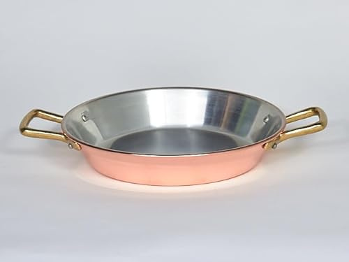 Evocalo Paellera de Cobre con Asas de Latón e Interior Estañado, Todos Los Tamaños (30 cm)