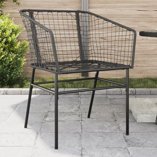 LAPOOH Gartenstühle 2 STK. Schwarz Poly Rattan, Gartenmöbel, Terrassenstühle, Balkon Stühle, Balkonstuhl, Garten Stühle Für Draussen - 369098