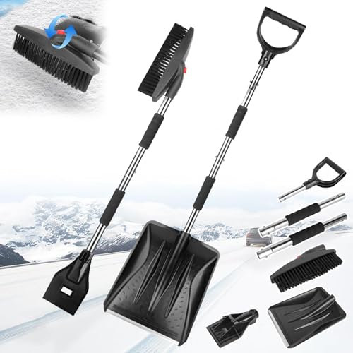 DAZZTIME 3 en 1 Grattoir à Glace et Brosse à Neige,Grattoir Pare Brise Voiture,Brosse à Neige d'hiver Rétractable,Grattoirs à Neige pour Auto,Grattoir à Givre pour Voitures,Camions et SUV