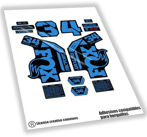 WP511 Aufkleber kompatibel mit Fox 34 Step Cast Factory 2022-2024 Gabel-Fahrradaufkleber, MTB-Aufkleber, Auffkleber, Federgabel (Blau-517)