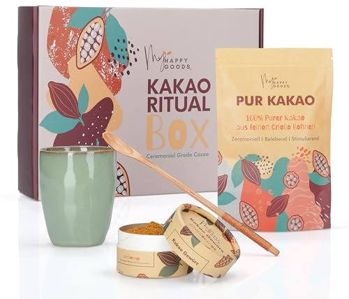 Premium Kakao Zeremonie Set mit 100% Kakao I Gewürz I Löffel & Tasse