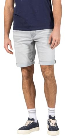 Timezone Herren Jeans Shorts Slim SCOTTYTZ Short - Mid Waist - Slim Fit W29-W40, Größe:W 34, Farbe:3307-2085 Light Grey Wash