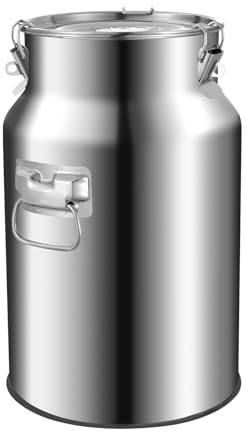 SuhoFutus Stainless Steel Barrel with Lids, 18 L Stainless Steel Food Containers, Metal Bucket with Sealed Lid & Handle, Kitchen Airtight Jars for Storing Various Dry/Wet Foods, 25 × 40 cm
