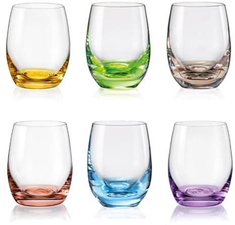 Crystalex Set 6 Schnapsgläser (6x60ml) mit farbigem Boden aus der Serie „Rainbow, Schnaps/Likör, Kristallglas