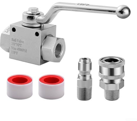 4500 PSI Hochdruck-Kugelhahn, 3/8 Schnelltrennung, Hochdruckreiniger-Absperrventil, Schlauch, Edelstahl-Konstruktion (3/8)