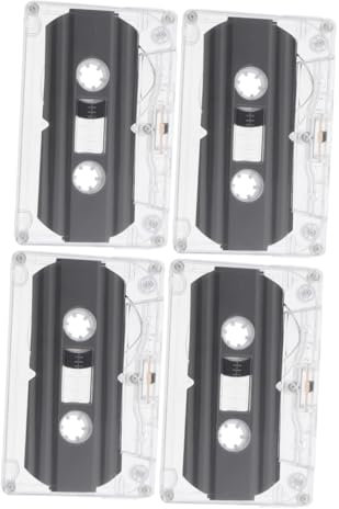 SHINEOFI 4pièces Lot de Cassettes Audio Vierges De Bandes Enregistrables Transparentes pour Messages DIY Musique Et Enregistrements Éducatifs Style Rétro Vintage pour Fêtes Surprises