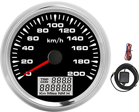 Torvex GPS-Tachometer, Zeigermesser 0 200 km H, kompatibel mit Bootsauto-Wohnmobil, 3 3 8 Zoll Schwarzes Zifferungschrom, wasserdichte Geschwindigkeitsanzeige,