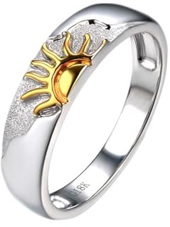 Trauringe Weißgold 750, Promise Ring For Men Matte Sonne Weißgold Hochzeitsringe 18K Gold Größe 54 (17.2)