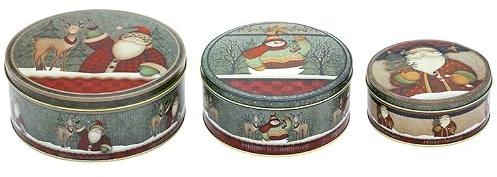 Shengruili 3er Set Weihnachten Keksdose,Weihnachtsdosen Plätzchendose Set,Keksdosen Blech Weihnachten,Keksdosen in S, M & L,Metalldosen Weihnachten für Geschenkkarten Kekse SüßIgkeiten
