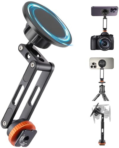 APXEL Magnetic Phone Tripod Mount, Aluminum Camera Phone Mount | Cold Shoe iPhone Holder Mounts with 1/4 Screw for Camera Monitoring Stabilizers iPhone 17 16 15 14 13 12 Series