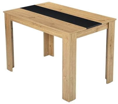 GOKHOMX Esstisch Holz 110 x 70 cm, Küchentisch Klein für 4 Personen, Rechteckiger Esszimmertisch Holz Esstisch Klein für Esszimmer Küche Restaurant Wohnzimmer, Eiche und Schwarz, 110x70x75 cm