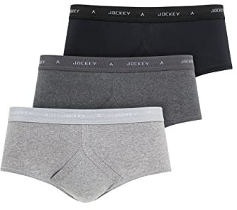 Jockey® Men's UK Classic Cotton Rib Y-Front® Brief - 3 Pack, Black Grey Mix, 42