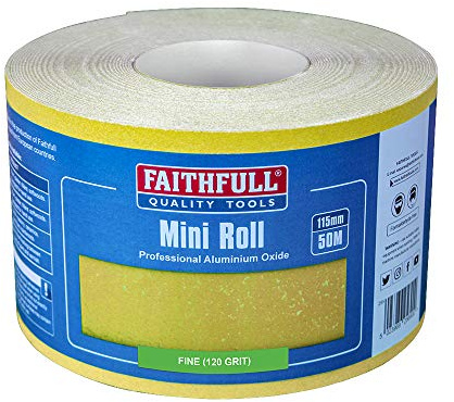 Faithfull FAIAR115120Y 50M Fine (120 Grit) Sandpaper Roll Yellow (Std) 115mm x 50M