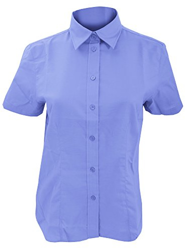 Kustom Kit Ladies Oxford Short Sleeve Shirt Italian Blue Size 10