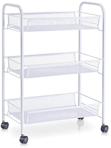 Zeller 17721 Etagen-Rollwagen, Mesh, 43.5 x 26 x 62.5 cm, weiß, 1 - Pack