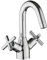 PaulGurkes Waschtischarmatur mit Kreuzgriffen Zweigriffarmatur Wasserhahn Armatur Hahn Mischbatterie Waschbecken-Armatur 360°-Grad schwekbar