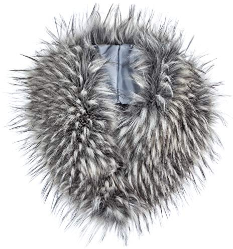 Futrzane Classic Kragen - Fake Fur Pelzkragen Damen - Kunstfell Kunstpelz Stola (Asche Classic)