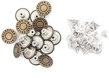 Trimming Shop Jeans Button Hammer on 17mm Brass Tack Fasteners with Aluminium Back Pin for Clothing Repair, Jeans, Denims, Skirts, Jackets (Bronze, 10pcs)