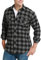 JEETOO Homme Chemise à Carreaux Manche Longue Casual Slim Fit en Flanelle（Large,Gris）