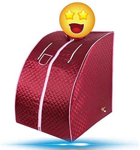Cabine de Sauna, Vapeur Sauna Maison, Portable Mobile Hammam et Sauna, 1000W (Rouge Profond)